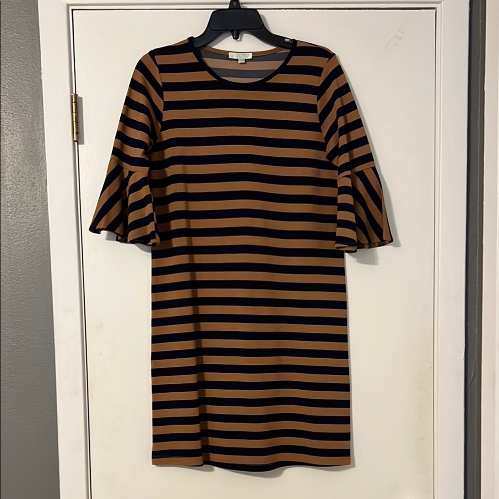 Jade Striped Navy and Brown Dress